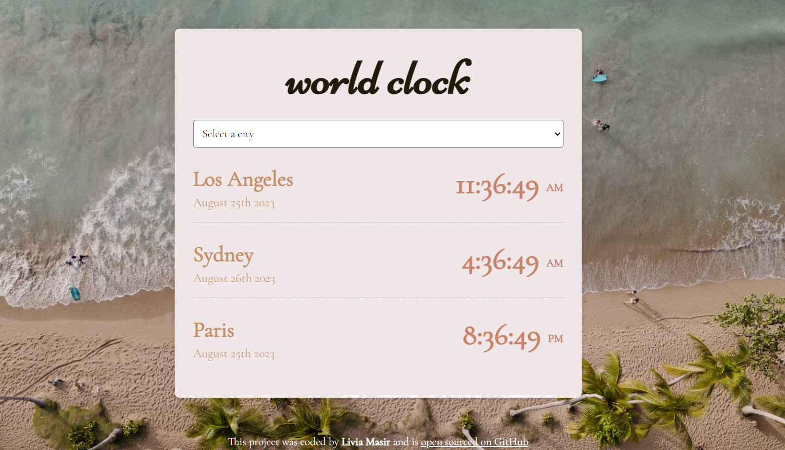 World clock preview